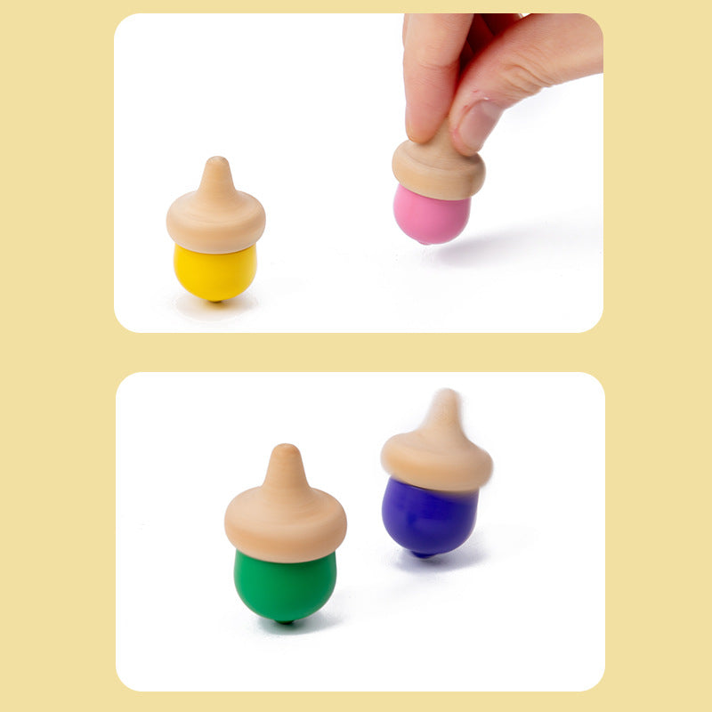 Wooden Acorn Colouring Sorting Set with Bowl and Utensils Sensory Bin Kit - HAPPY GUMNUT