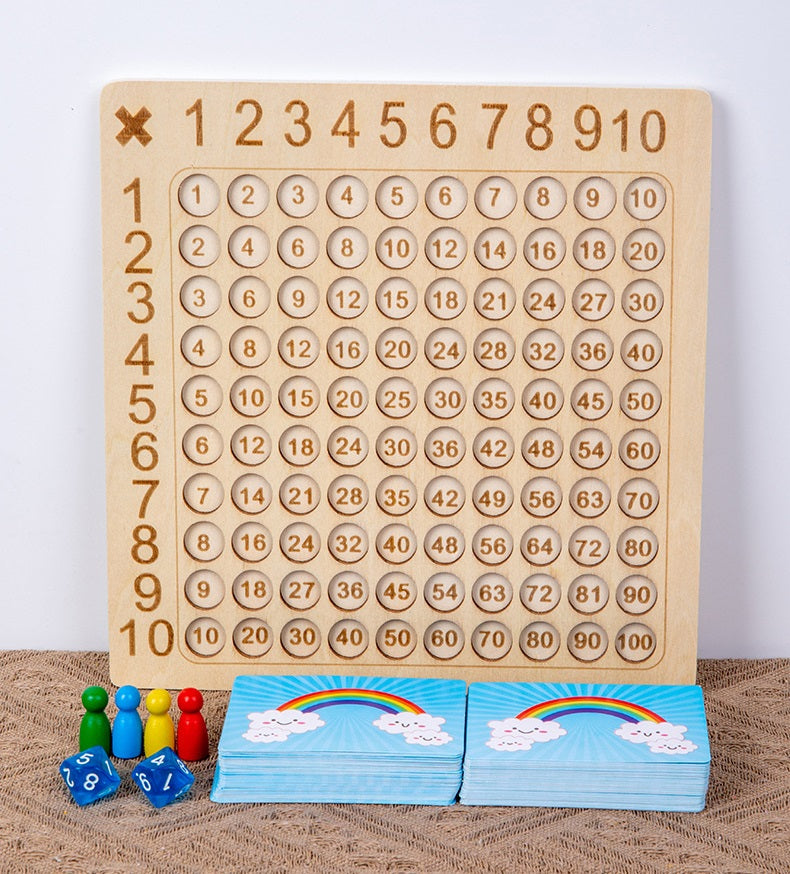 Wooden Multiplication Board Game with Flash Cards