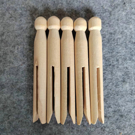 12 Piece Natural Wooden Clothesline Dolly Pegs Loose Parts Toy