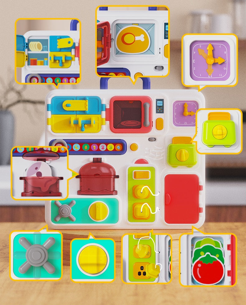 Kids Busyboard with Sounds and Light Lock and Key Door Hinges !