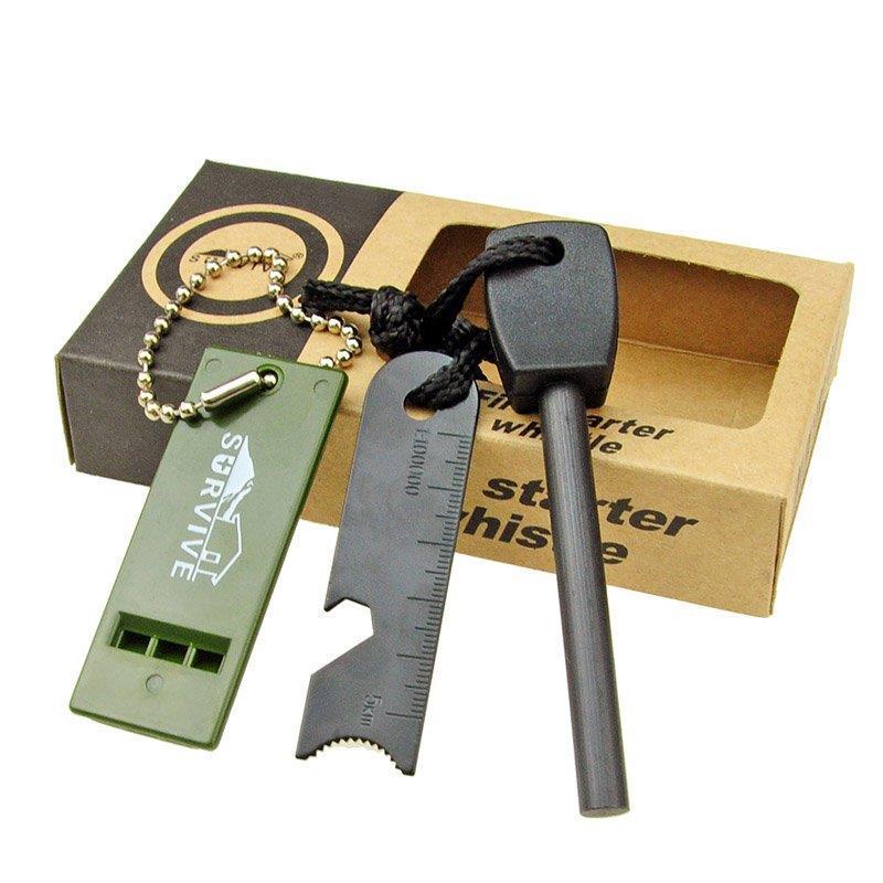 Kids  Wood Scrapper and Flint Striker / 30cm Fire Starter Wax Jute Fire Rope Campfire Lighter