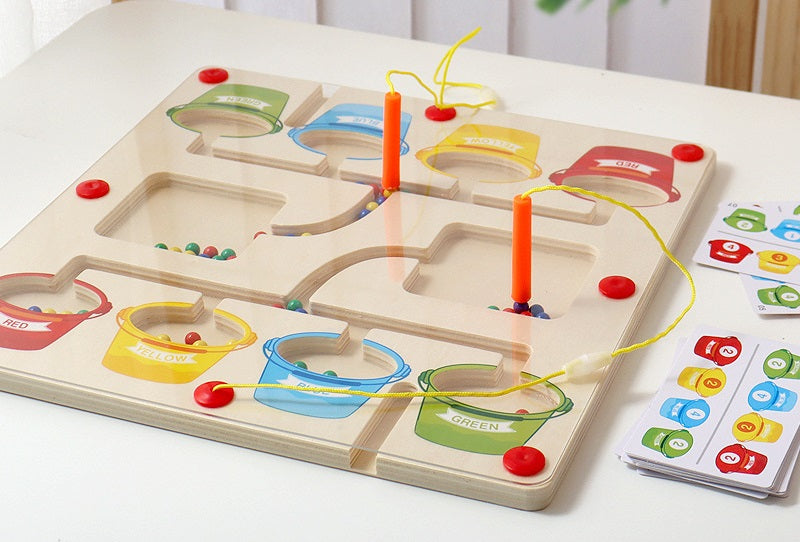 Montessori Magnetic Pen Sliding Colour Number Sorting Busy Board 2 sided