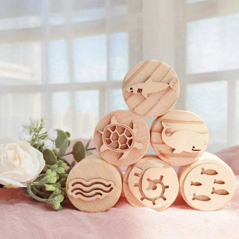 Montessori Kids Wooden Stamps Insects Bee Footprints Animals Butterfly lifecycle Set
