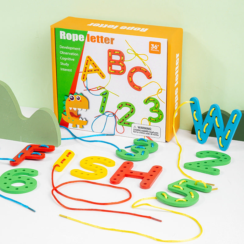 Wooden Alphabet and Numbers Thread String Tracing Pack