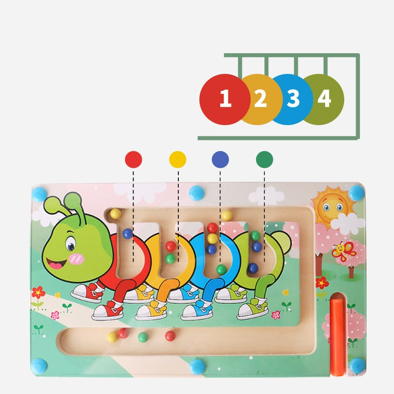 Caterpillar Magnetic Beads Pen Sliding Colour Number Sorting Board