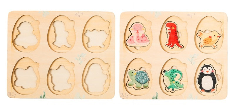 Wooden Animal Egg Colour Sorting multi layer Puzzle With Tray