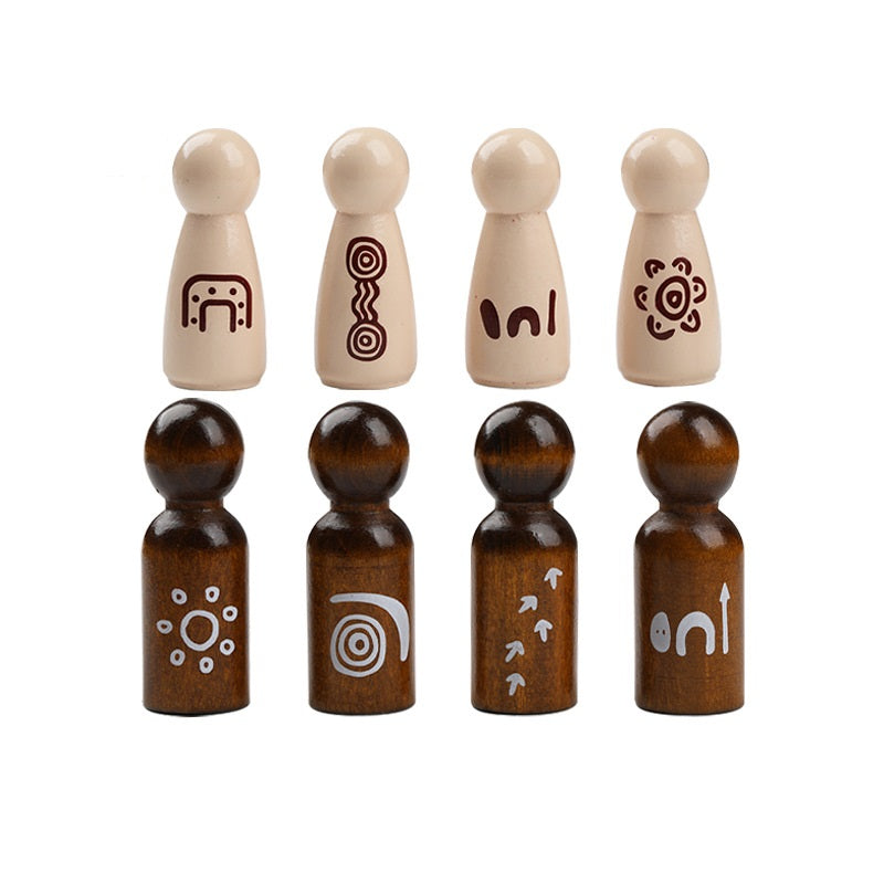 Set of 8 Aboriginal Symbols Dolls Male and Female loose Parts