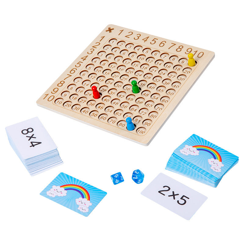 Wooden Multiplication Board Game with Flash Cards