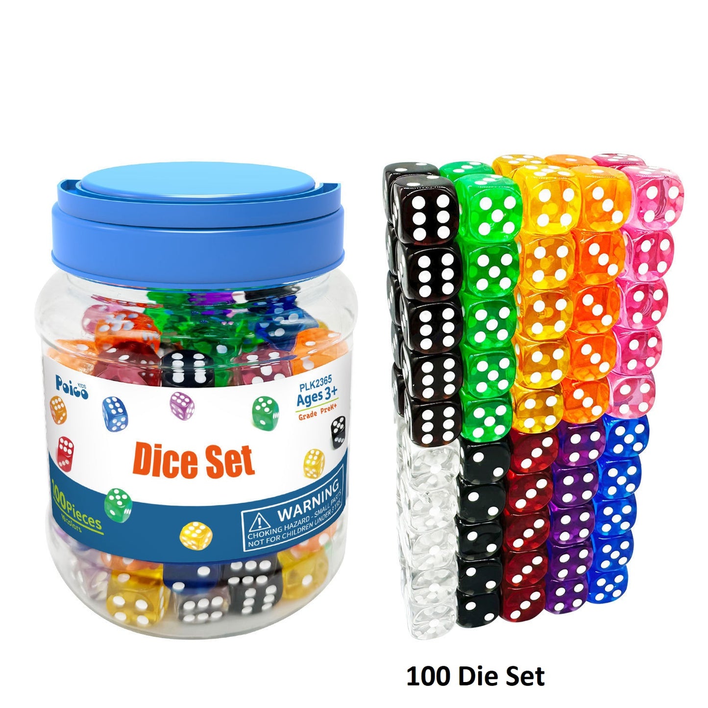 Educational Resources Transparent Die Colour Numbers Various colours 100 Pieces