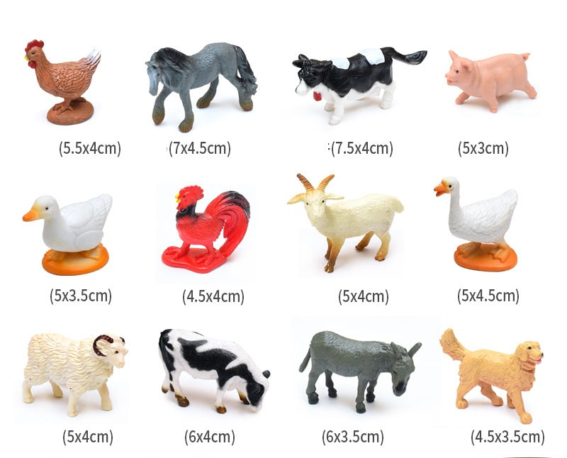 Farm Animals PVC Model Figures Set of 12, Educational Teaching