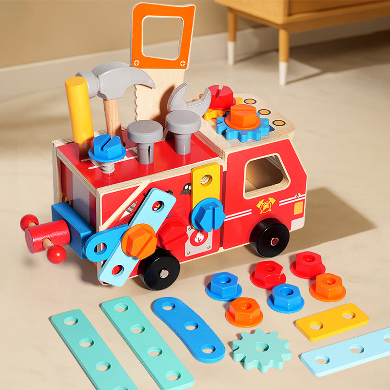 Building construction Truck 40+ piece Hammer Pounding Nail Board Wooden Open-Ended Toys