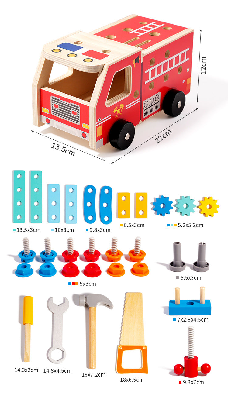 Building construction Truck 40+ piece Hammer Pounding Nail Board Wooden Open-Ended Toys
