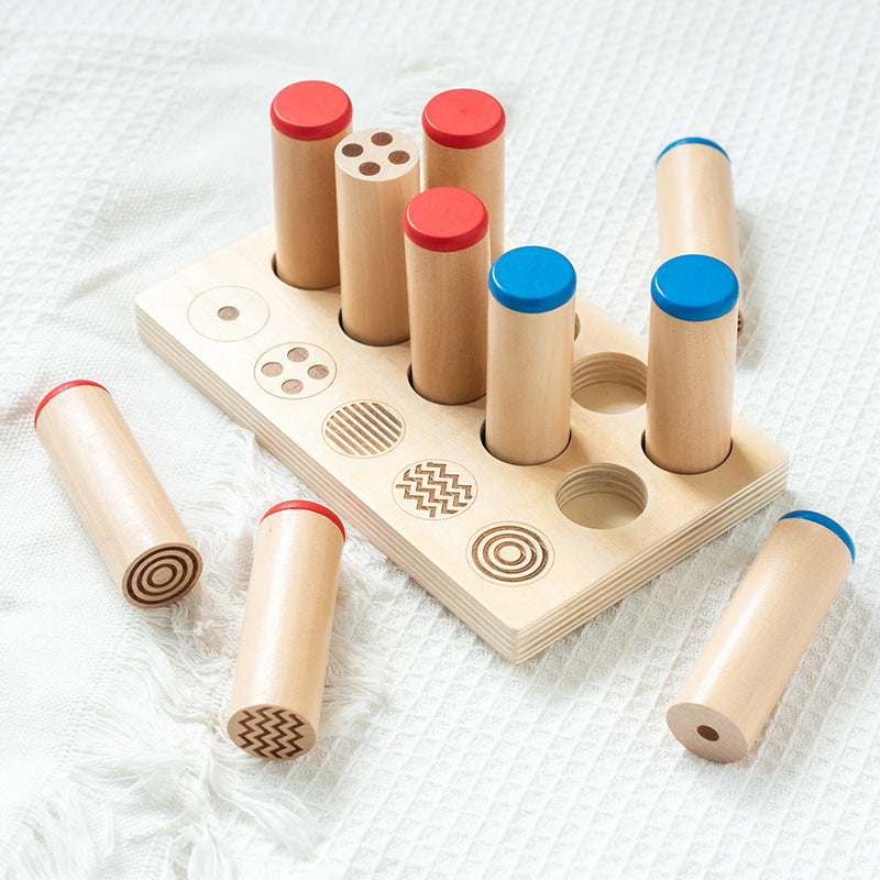 Montessori Sound Cylinder Boxes Sensory Sorting Matching Board with Pattern Sorter Memory Colour
