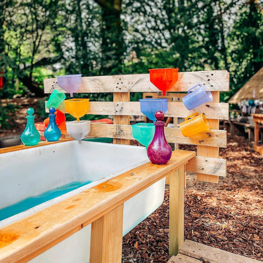 Rainbow Translucent Pouring Funnel Kids Messy Play Tool Set of 6 Sensory