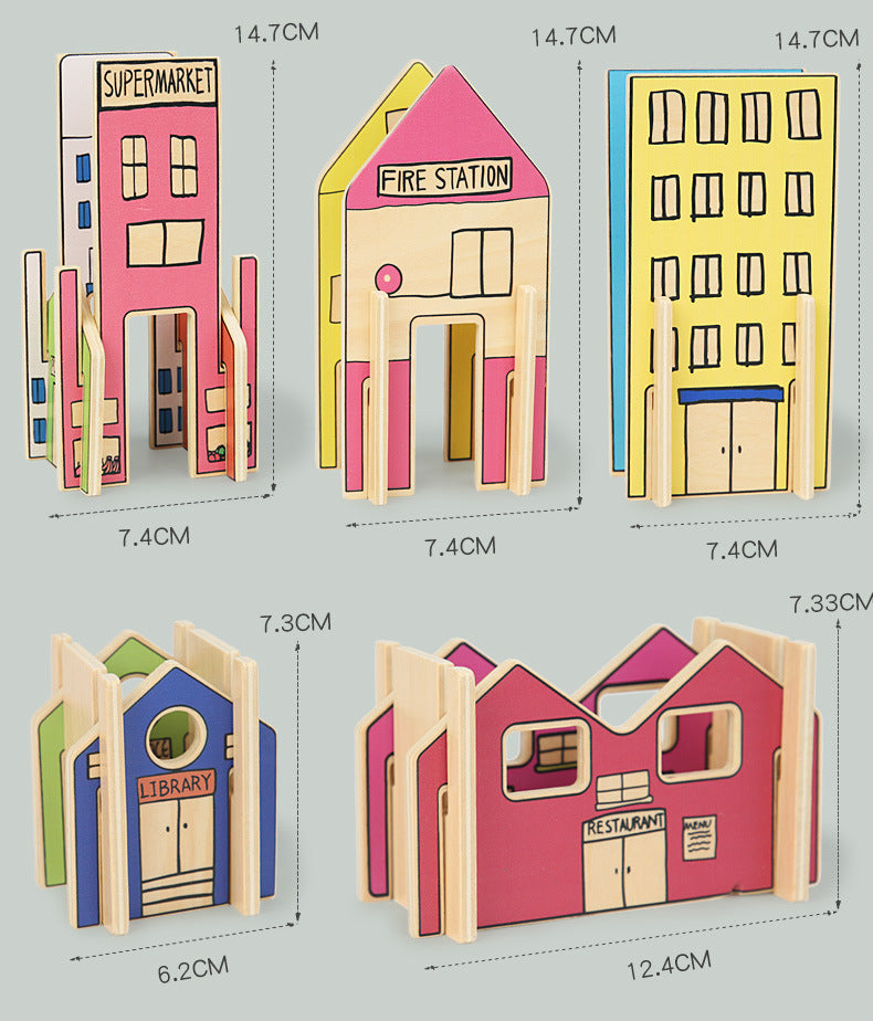Set of 8 Building Blocks Buildings for Dolls Peg Leg Dolls or Character Toys - HAPPY GUMNUT