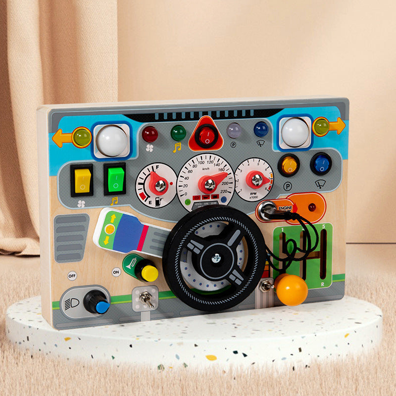 Childrens Busy Board LED driving theme light buttons and dials