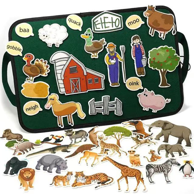 Portable Felt Farm and Animal Learning Skill Activities Learning Board