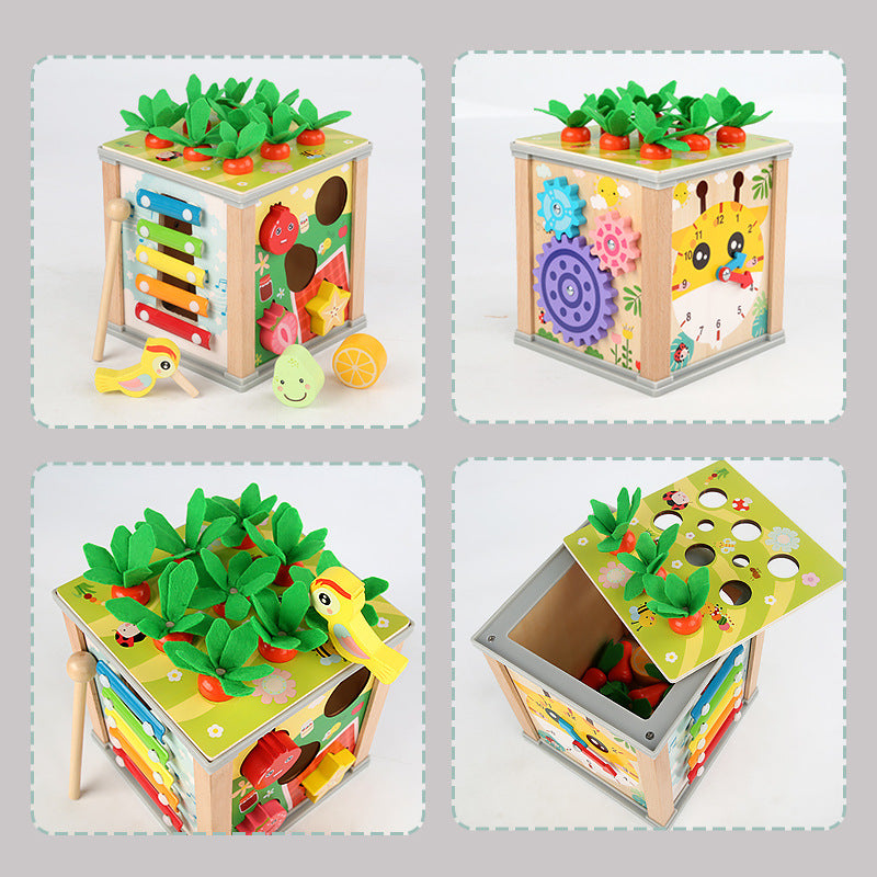Montessori Inspired 6 in 1 Kids Wooden Toy Activity Box Busy Board Box
