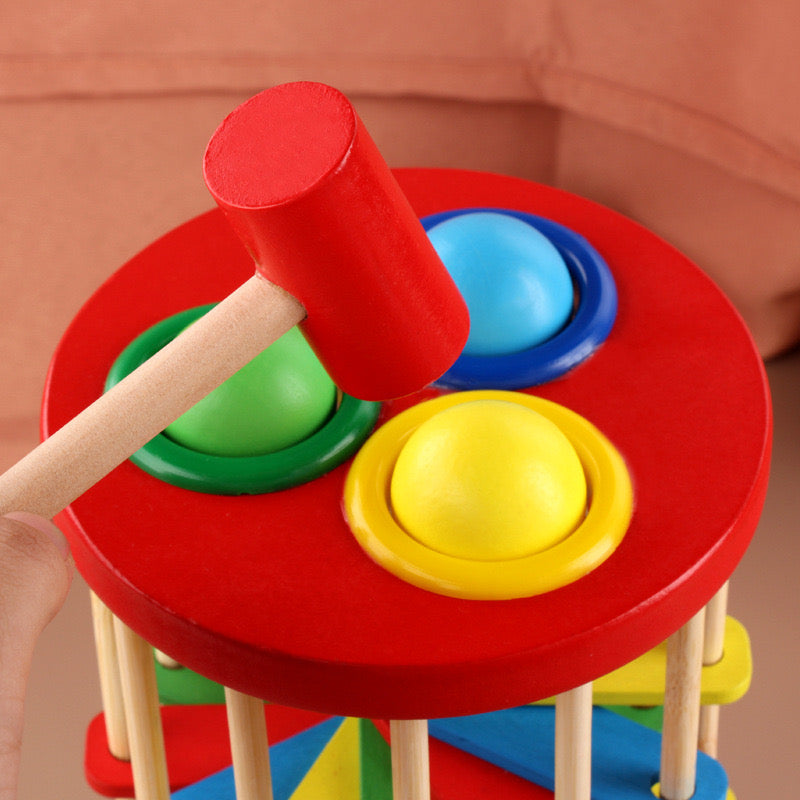 Wooden Ball Pounding Tower Kid Pound a Ball Roller
