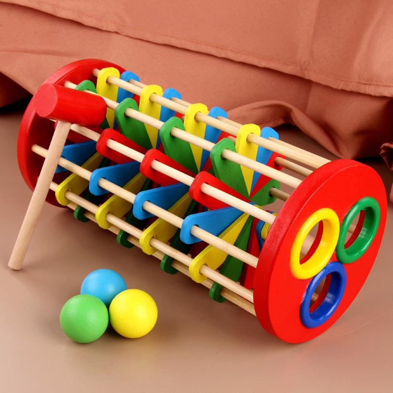 Wooden Ball Pounding Tower Kid Pound a Ball Roller