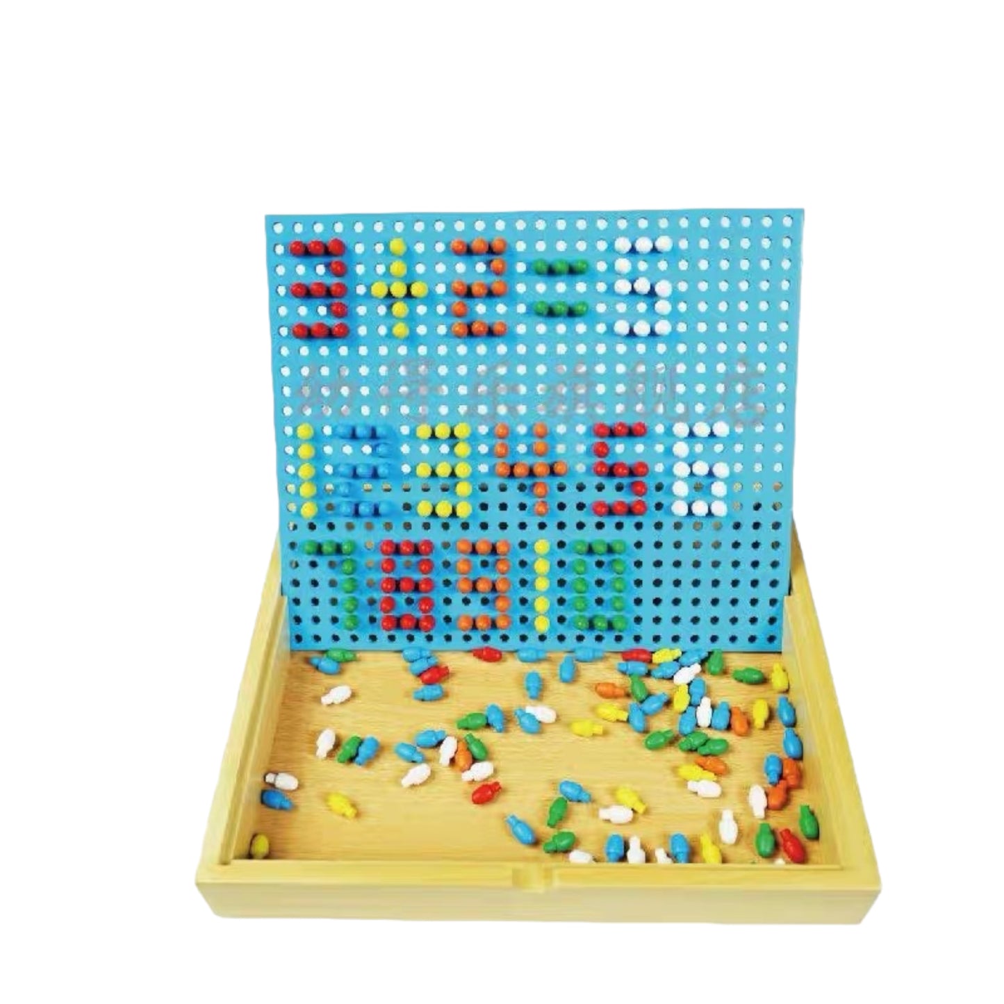 Wooden Mosaic Beads Pegs Board and Threading Activity Box