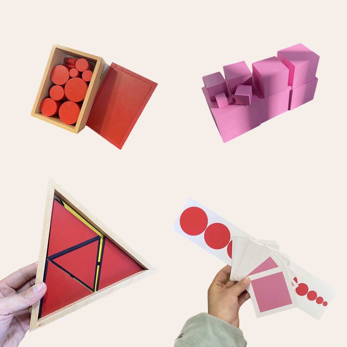 Montessori Sensorial Activiies Kit Pink Tower ,Knobless Cylinder and Triangular Box Visual Sense - HAPPY GUMNUT