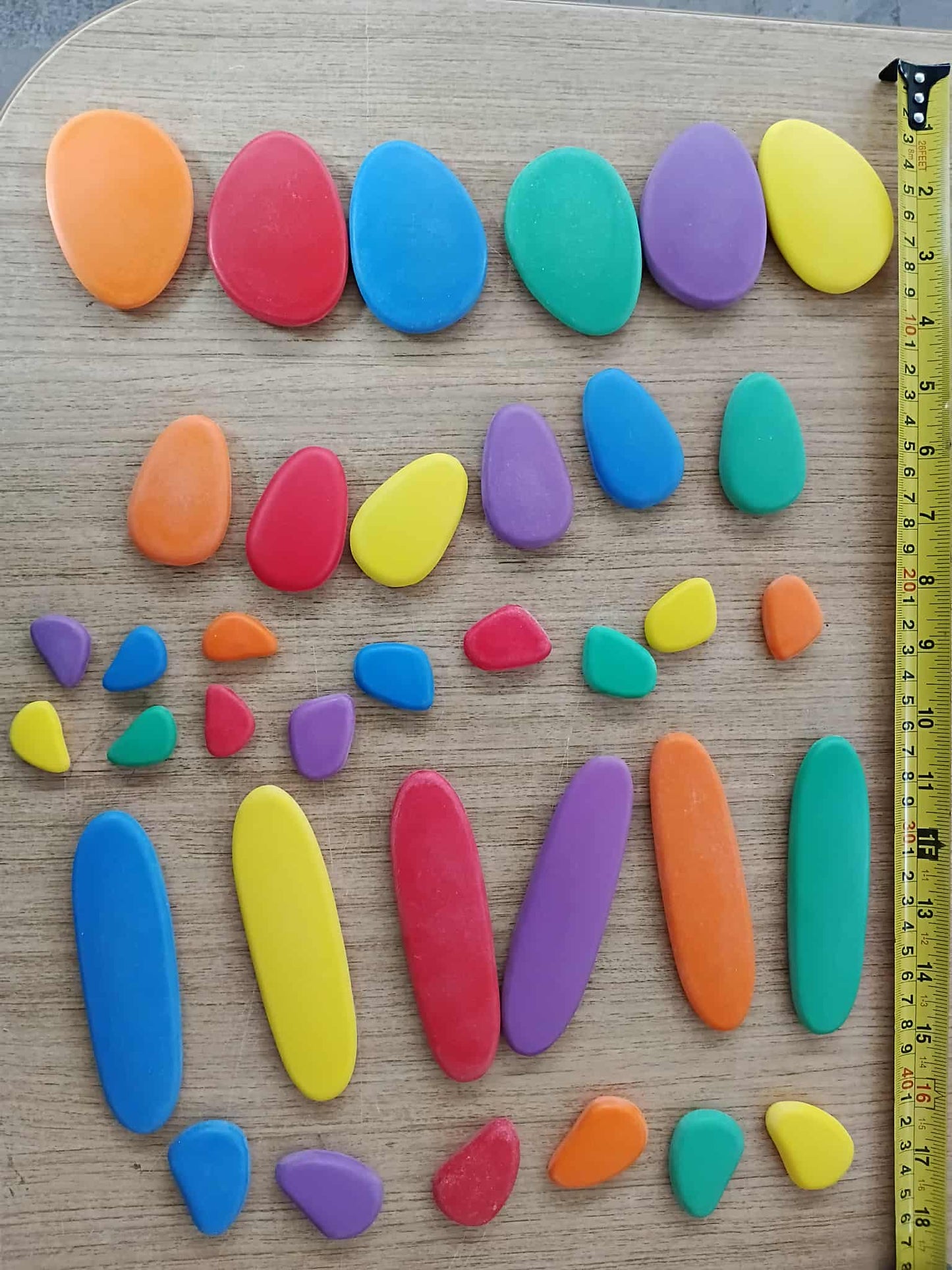 36 Pcs Educational Rainbow Stacking Cobble Stones Matt Finish