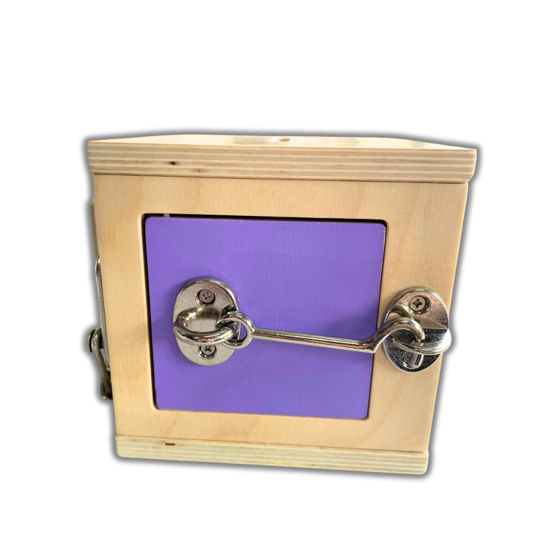 Montessori Mini Latch and Lock Box Stainless Latches Kids Wooden Toy