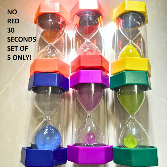 Large Sand Timer Set of 5 (16cm tall ) Kids Educational Time Clock