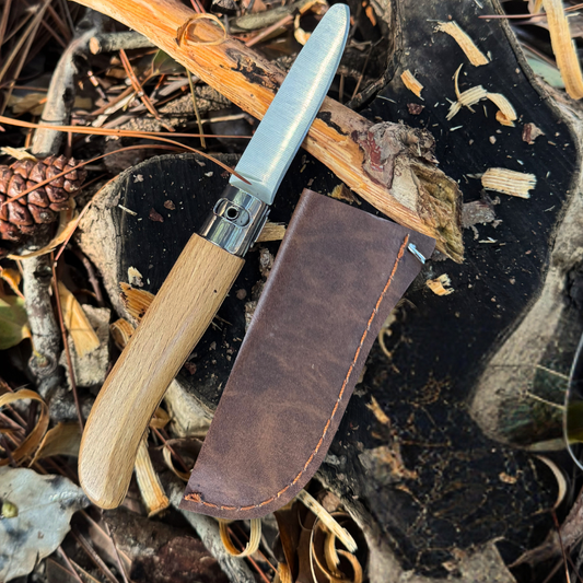 Kids Wood Leather Strap Holder for belt For Caving Tool Retractable Whittling Knife