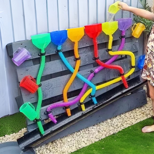 8 Pcs Large Fidget Pop Tubes (20cm to 68cm)  Rainbow Pouring Funnel Stretchy Pipes Kids Messy Play Tools