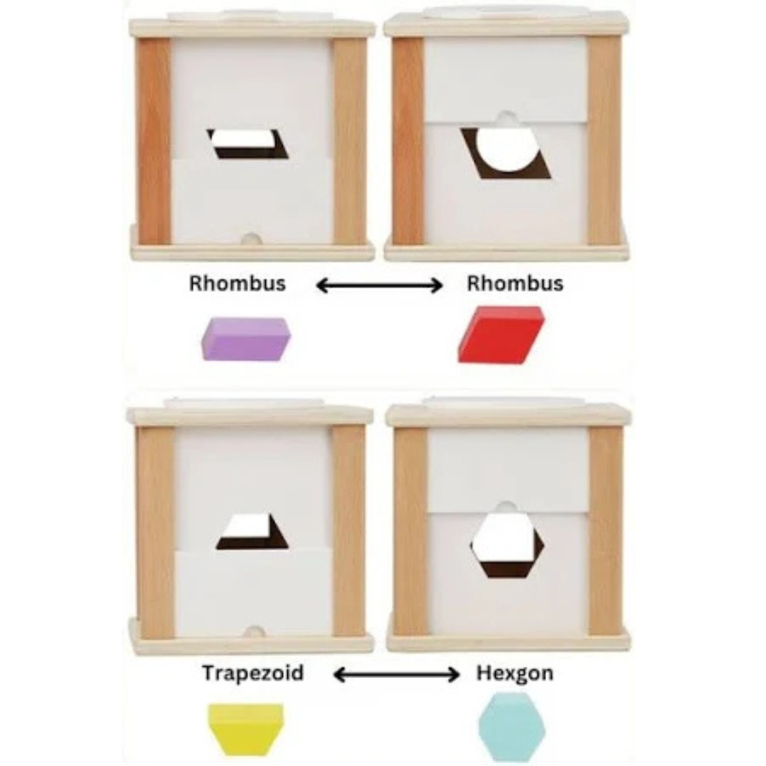Wooden Montessori Shape Sorting Box with shifting plates