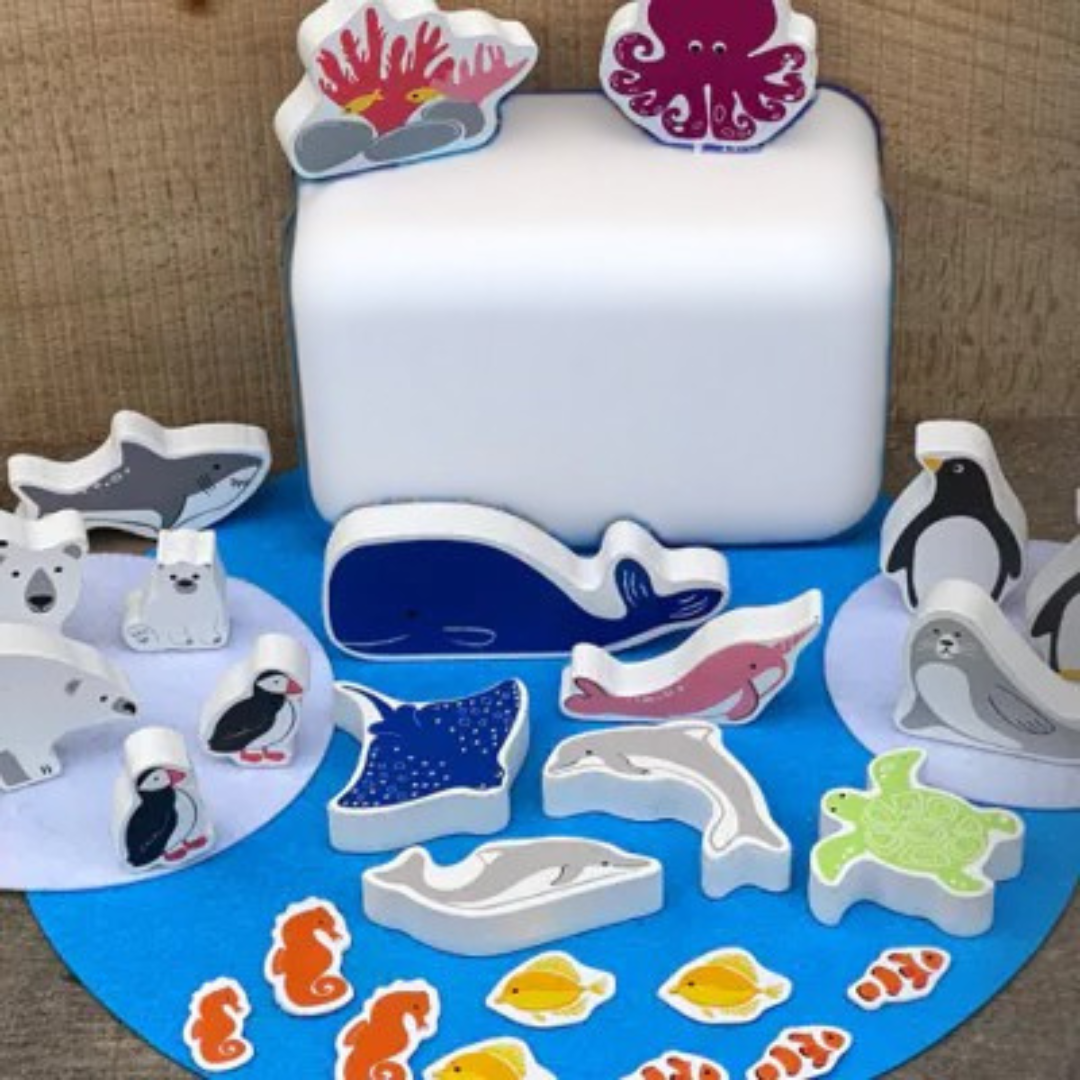Wooden Puzzle Arctic Marine Animals Stacking Blocks - HAPPY GUMNUT