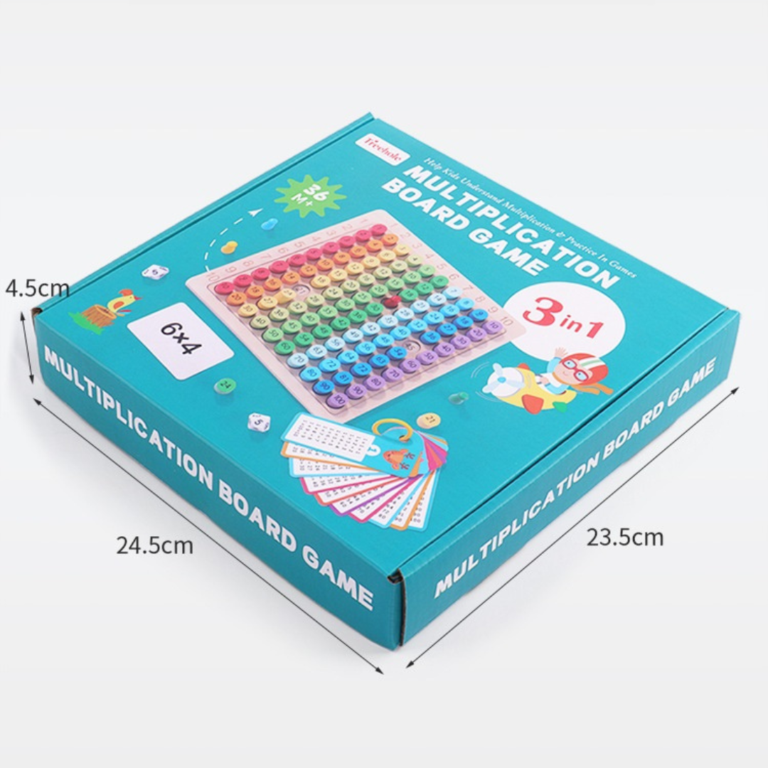Wooden Multiplication Learning Board with Flash Cards - HAPPY GUMNUT