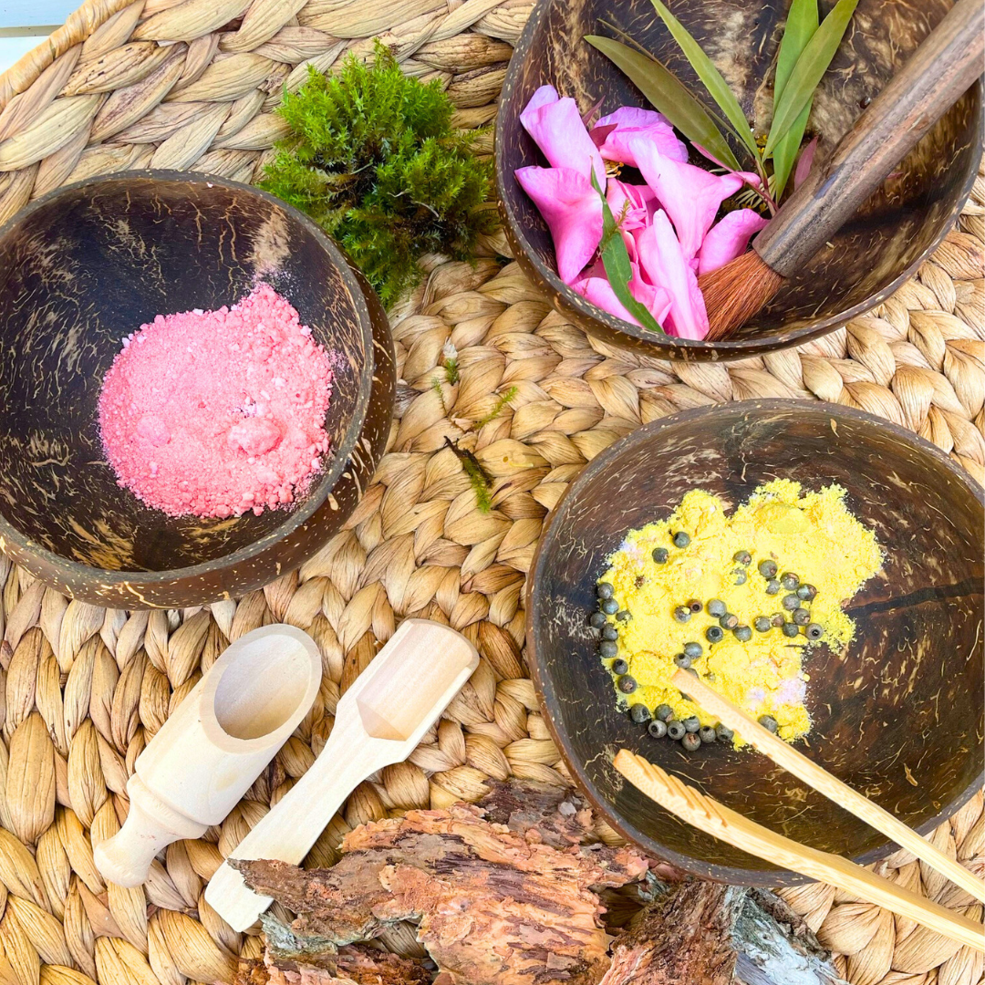 3 Coconut Bowls Sensory Play Tool kit