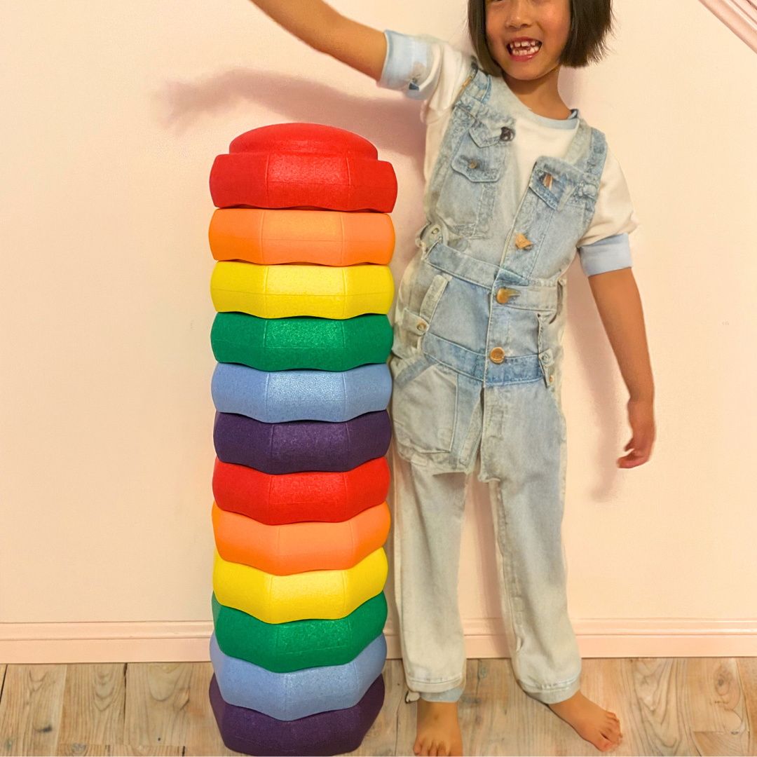 6 PC Rainbow Kids Jumbo Stepping Stones Stacking Blocks Toy Balancing Obstacle Beams