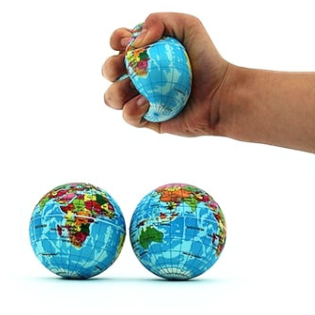 Hand Simulation Earth Globe Map Style Of The World Squishy Stress Ball 7.6cm