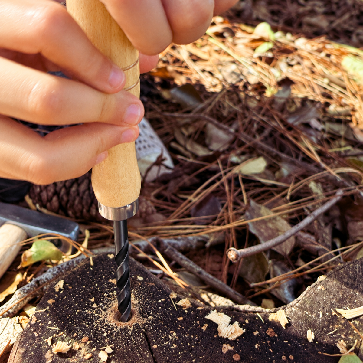 Kids Children Palm Hand Drill Real Tool for Natural Forest School Play - HAPPY GUMNUT