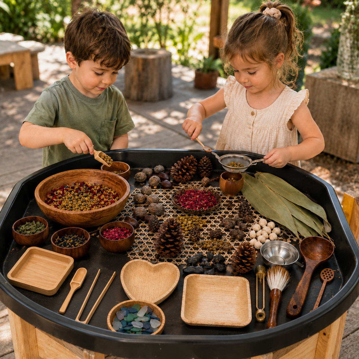 60+ Pieces Nature Ultimate Classroom Sensory Play Kit Bundle Wooden Tea Play Set
