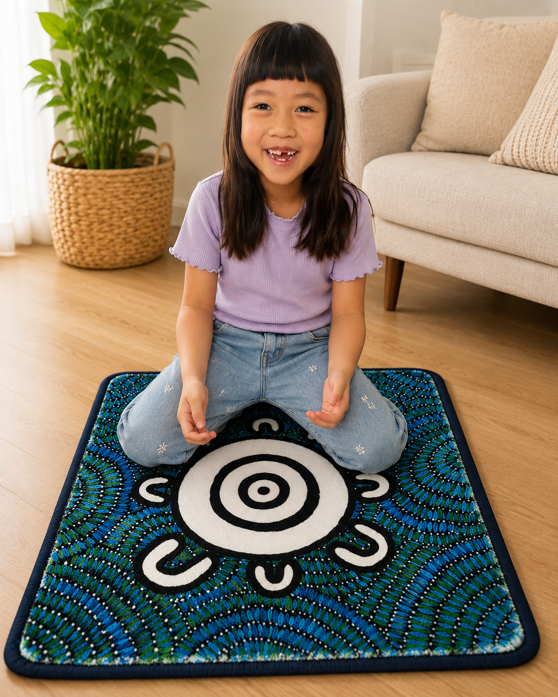 12 Australian Aboriginal Symbol Rug Matts NAIDOC Week 50cmx50cm (Set of 12)