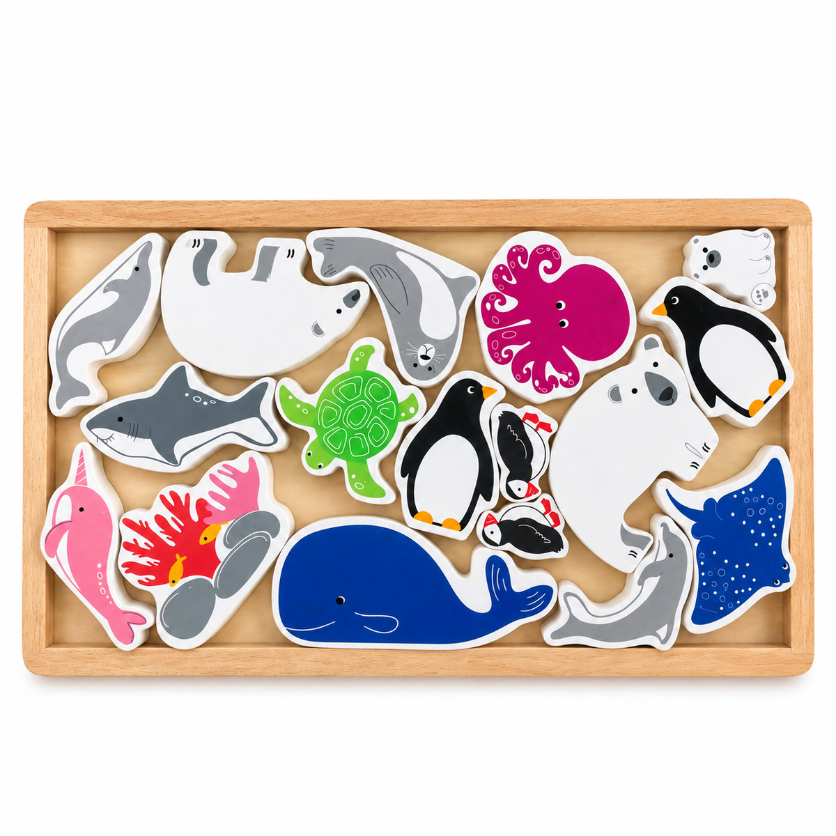 Wooden Puzzle Arctic Marine Animals Stacking Blocks