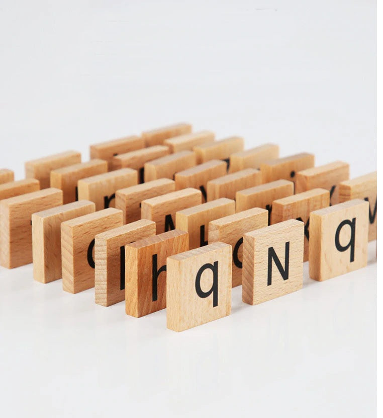 Wooden Alphabet Letters Word Spelling Game Advanced Upper and Lower Case