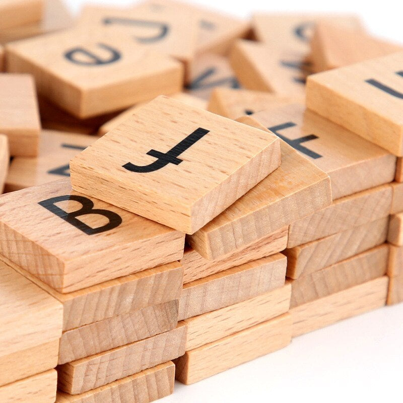 Wooden Alphabet Letters Word Spelling Game Advanced Upper and Lower Case
