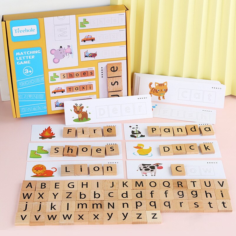 Wooden Alphabet Letters Word Spelling Game Advanced Upper and Lower Case