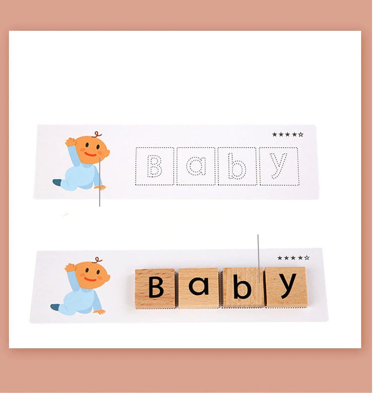 Wooden Alphabet Letters Word Spelling Game Advanced Upper and Lower Case