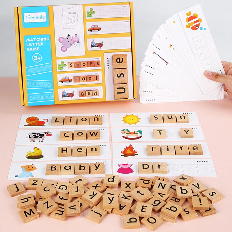 Wooden Alphabet Letters Word Spelling Game Advanced Upper and Lower Case