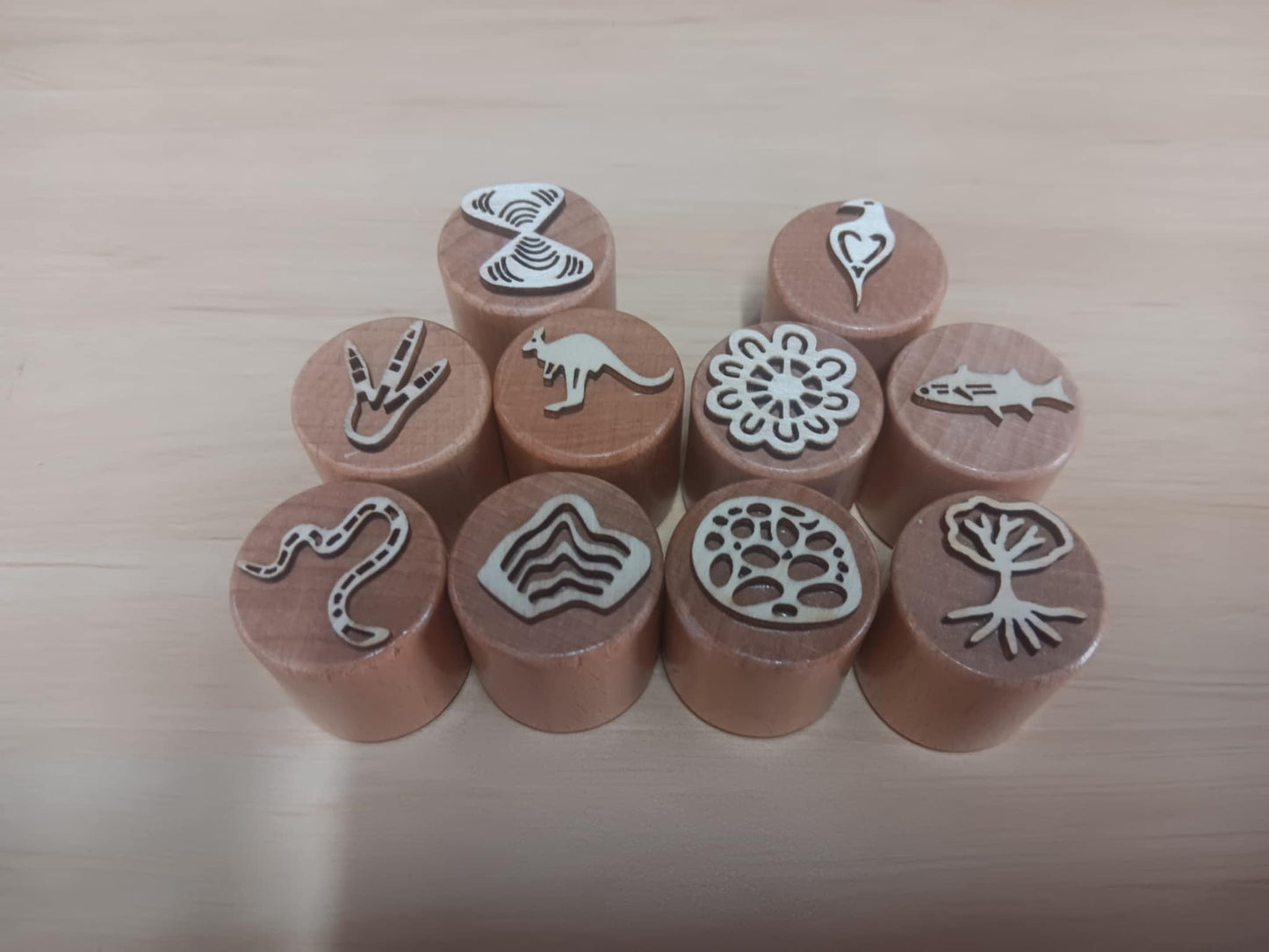 Montessori Kids Wooden Stamps Insects Bee Footprints Animals Butterfly lifecycle Set