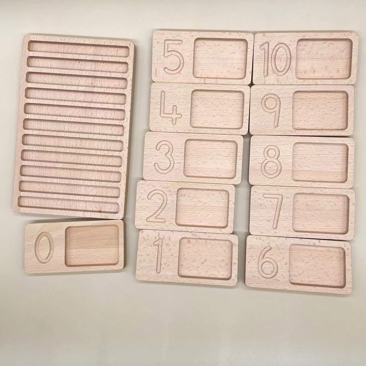 Premium Montessori Numbered Counting Trays