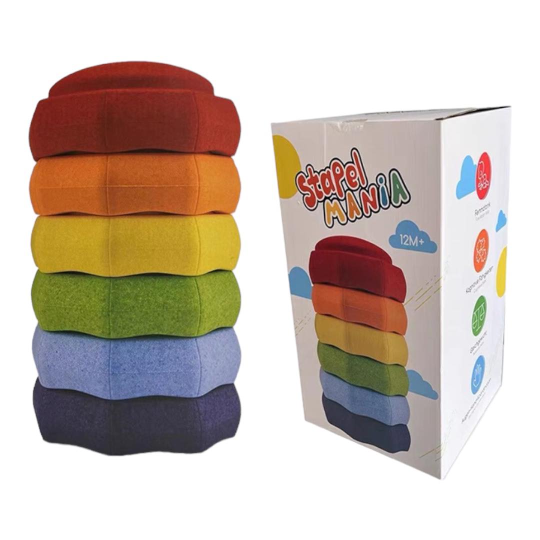 6 PC Rainbow Kids Jumbo Stepping Stones Stacking Blocks Toy Balancing Obstacle Beams