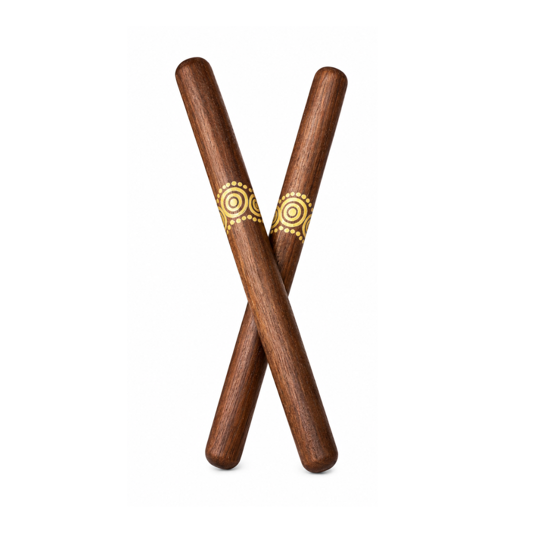 Australian Aboriginal Inspired Hardwood Clap Sticks | Educational Rhythm Sticks | 20cm Dense Timber | Ebony or Black Walnut | Sold as a Pair